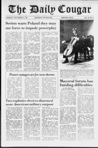 The Daily Cougar. Vol. 48, No. 12, September 17, 1981.