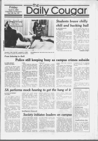 The Daily Cougar. Vol. 49, No. 97, April 8, 1983.