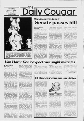 The Daily Cougar. Vol. 50, No. 20, October 4, 1983.