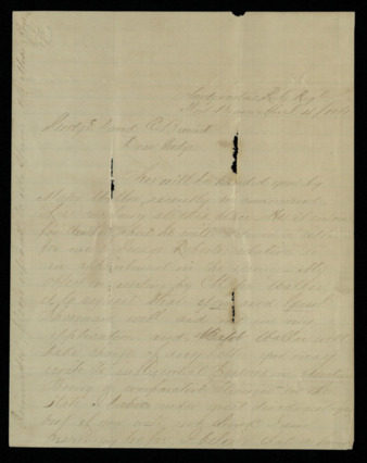 Letter from William H. Redwood to Judge E. Burnet requesting a letter of aid to send to the delegates at the capital