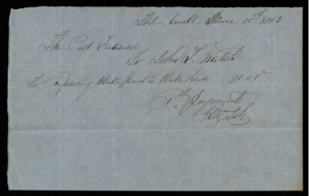 Receipt of payment to John L. Walsh for $1.00 for repairing the bake pans in the bake house.