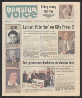 Houston Voice, No. 1097, November 2, 2001