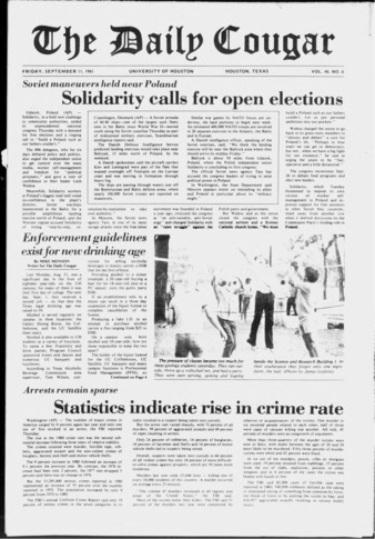 The Daily Cougar. Vol. 48, No. 8, September 11, 1981.