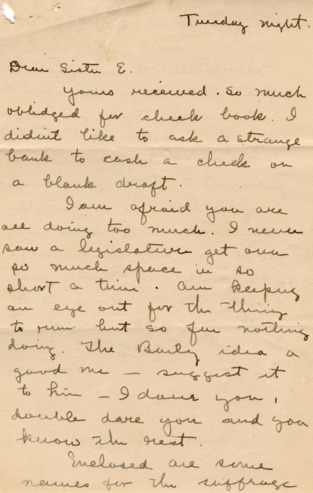 Letter from Vinnie to Sister E.