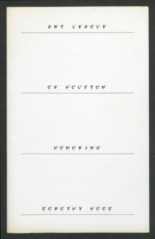 Art League of Houston Honoring Dorothy Hood