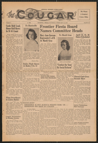 The Cougar, Vol. 7, No. 17, February 15, 1941
