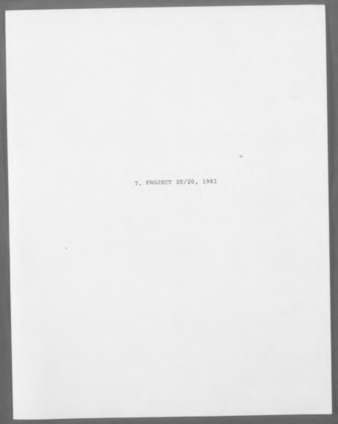 Bert L. Long, Jr.'s Project 20/20