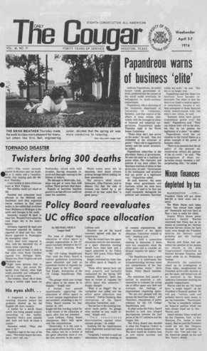 The Daily Cougar. Vol. 40, No. 77, April 5 -7, 1974.