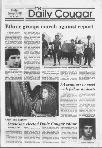 The Daily Cougar. Vol. 49, No. 47, November 19, 1982.