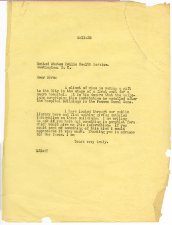 Letter from M. J. S. to United States Public Health Service, 1925 May 11