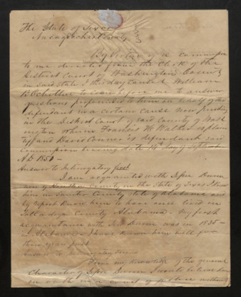 Notation by the Probate Court about witness William B. Ochiltree and his statements