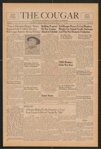 The Cougar, Vol. 5, No. 12, January 6, 1939