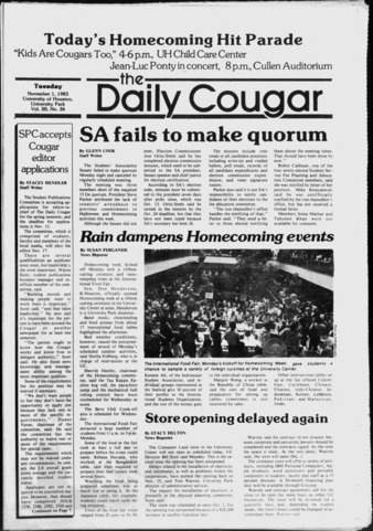 The Daily Cougar. Vol. 50, No. 36, November 1, 1983.