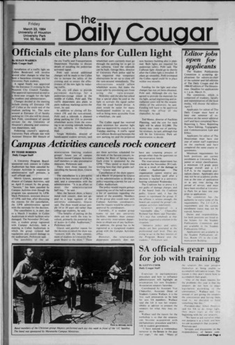 The Daily Cougar. Vol. 50, No. 89, March 23, 1984.