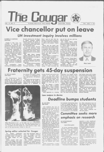 The Daily Cougar. Vol. 44, No. 57, December 9, 1977.