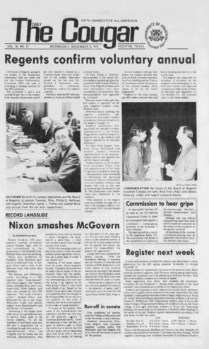 The Daily Cougar. Vol. 39, No. 37, November 8, 1972.