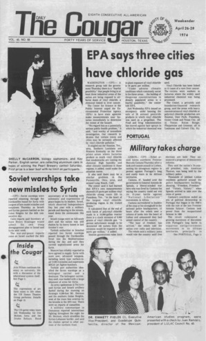 The Daily Cougar. Vol. 40, No. 88, April 26 - 28, 1974.