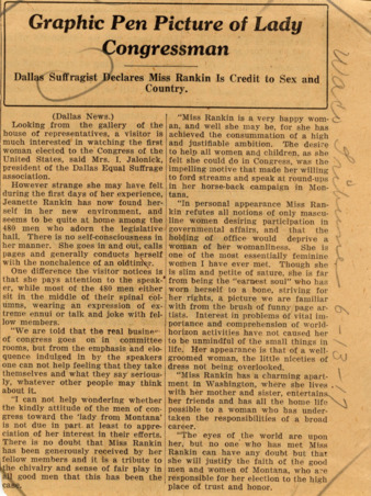 Graphic Pen Picture of Lady Congressman