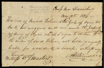 Receipt from R. B. Stuart to Conrad Pohrer for goods received