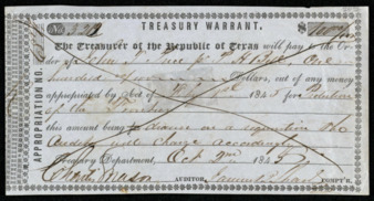Treasury Warrant to John. T. Price
