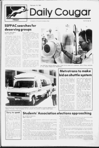 The Daily Cougar. Vol. 51, No. 75, February 15, 1985.