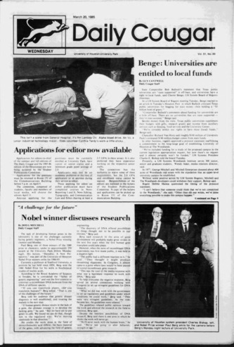 The Daily Cougar. Vol. 51, No. 89, March 20, 1985.