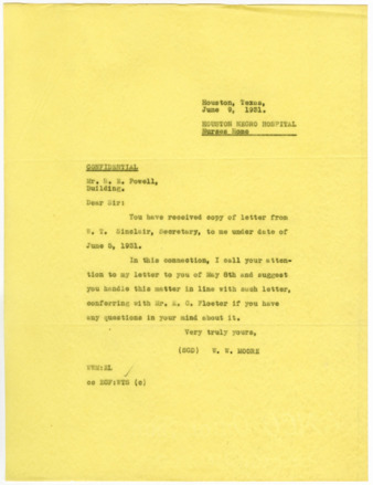 Letter from W. W. Moore to R. E. Powell, 1931 June 9