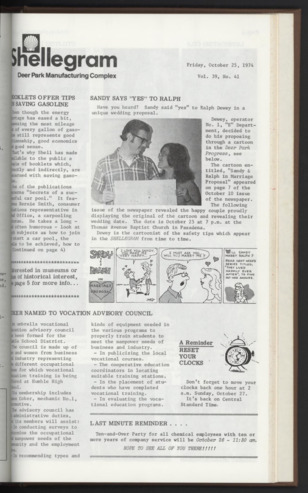Shellegram, Vol. 39, No. 41, October 25, 1974