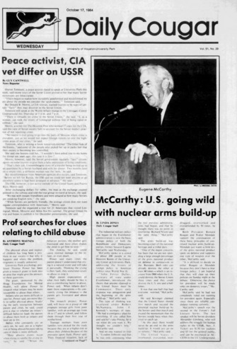The Daily Cougar. Vol. 51, No. 29, October 17, 1984.