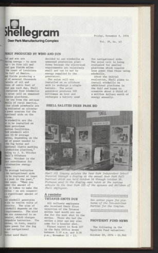 Shellegram, Vol. 39, No. 43, November 8, 1974