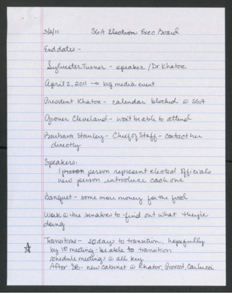 Student Government Association Executive Board, 47th Administration, Meeting Minutes, March 2, 2011