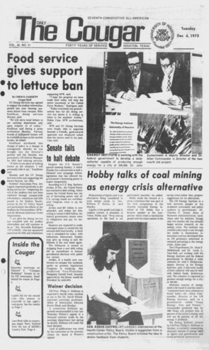 The Daily Cougar. Vol. 40, No. 51, December 4, 1973.