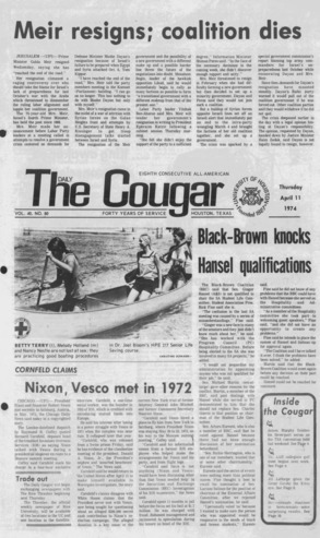 The Daily Cougar. Vol. 40, No. 80, April 11, 1974.