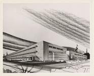 Perspective architectural drawing of the Cullen College of Engineering Building