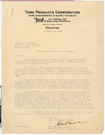 Letter from H. W. Coon to Maurice J. Sullivan, 1926 January 26