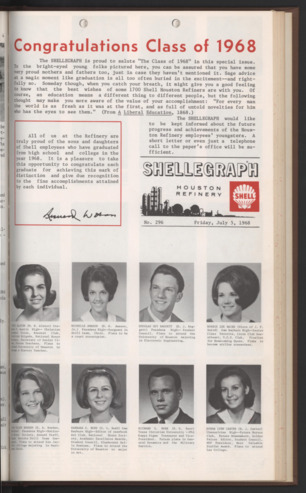 Shellegraph, No. 296, July 5, 1968, Congratulations Class of 1968