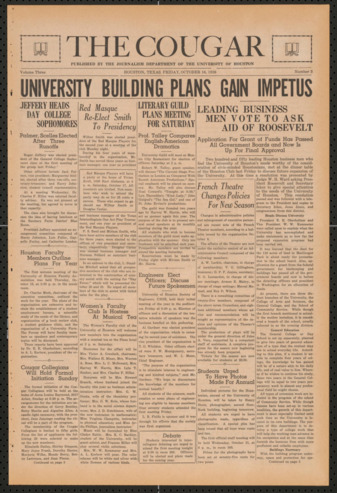 The Cougar, Vol. 3, No. 3, October 16, 1936