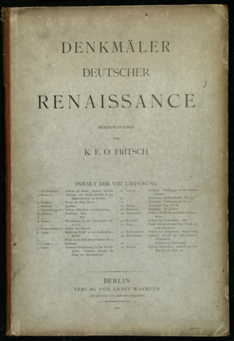 Denkmäler Deutscher Renaissance, Volume VIII