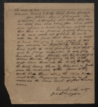 Petition to sell part of the headright of Burton McDougherty, deceased, to pay debts against his estate