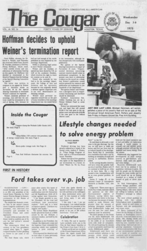 The Daily Cougar. Vol. 40, No. 54, December 7 - 9, 1973.