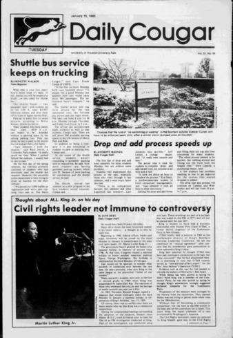 The Daily Cougar. Vol. 51, No. 56, January 15, 1985.