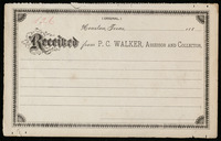 Received card from P. C. Walker, Assessor and Collector