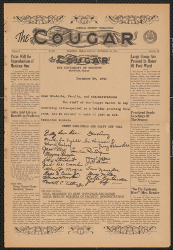 The Cougar, Vol. 7, No. 13, December 20, 1940