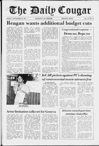 The Daily Cougar. Vol. 48, No. 18, September 25, 1981.