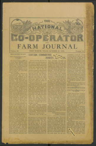 The National Co-Operator and Farm Journal, Vol. 29, No. 52, October 22, 1908