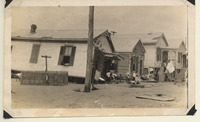Row of partially demolished houses