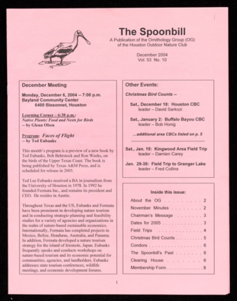 The Spoonbill, Vol. 53, No. 10, December 2004