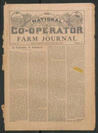 The National Co-Operator and Farm Journal, Vol. 29, No. 31, May 28, 1908