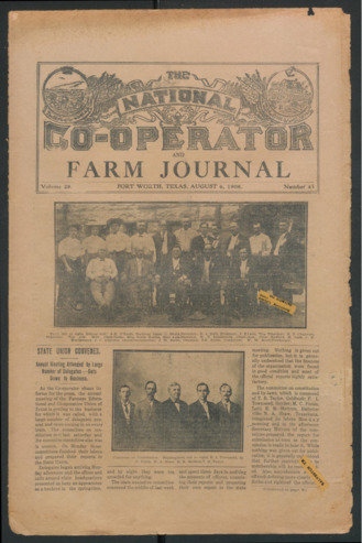 The National Co-Operator and Farm Journal, Vol. 29, No. 41, August 6, 1908