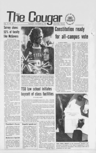 The Daily Cougar. Vol. 39, No. 28, October 24, 1972.